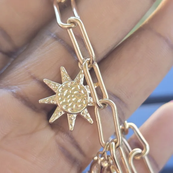 On 34th Gold-Tone Crystal Charm Flex Bracelet Women New - Picture 7 of 9